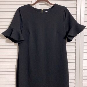 Calvin Klein Exquisite Black Short Flutter Sleeves Sheath Dress